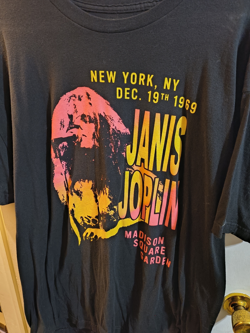Janis Joplin Black Short-Sleeve Band Tee - Neon Print